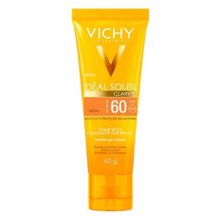 PROTETOR SOLAR VICHY IDEAL SOLEIL CLARIFY COR MÉDIA FPS 60 40G
