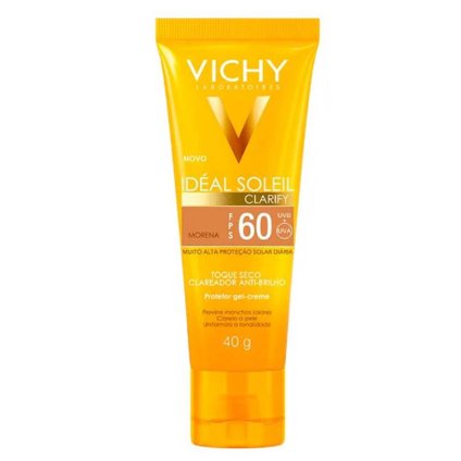 PROTETOR SOLAR VICHY IDEAL SOLEIL CLARIFY COR MORENA FPS 60 40G