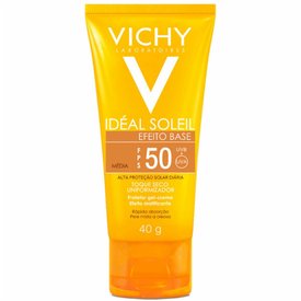 PROTETOR SOLAR VICHY IDEAL SOLEIL EFEITO BASE COR MÉDIA FPS 50 40G