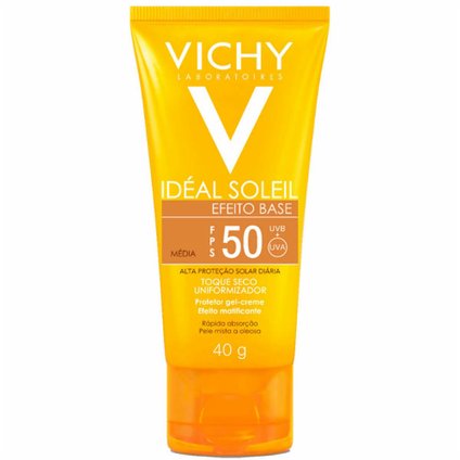 PROTETOR SOLAR VICHY IDEAL SOLEIL EFEITO BASE COR MÉDIA FPS 50 40G