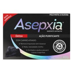 Sabonete Barra Asepxia Detox Ação Purificante Com Carvão Ativado Pele Mista E Oleosa 80g