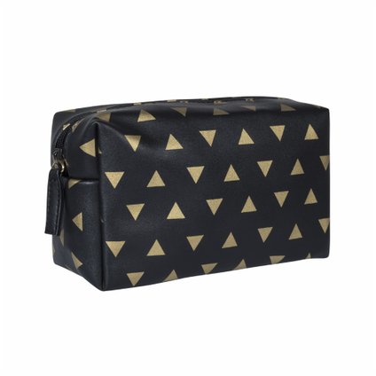 NECESSAIRE ESTAMPA TRIÂNGULO PRETA E DOURADA PANVEL ACESSÓRIOS
