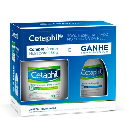 KIT CETAPHIL CREME HIDRATANTE 453G + LOÇÃO DE LIMPEZA 120ML GRÁTIS