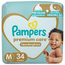 Fraldas Pampers Premium Care M 34 Unidades