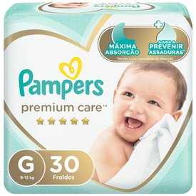 FRALDA PAMPERS PREMIUM CARE MEGA G COM 30 UNIDADES