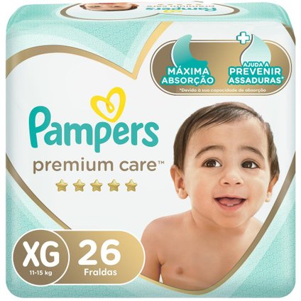 FRALDA PAMPERS PREMIUM CARE MEGA XG COM 26 UNIDADES