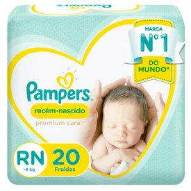 FRALDA PAMPERS PREMIUM CARE RECÉM-NASCIDO RN COM 20 UNIDADES