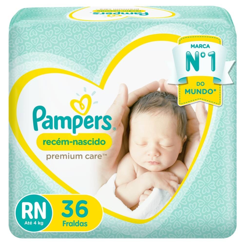 Fralda Pampers Premium Care Recém-nascido Rn Com 36 Unidades
