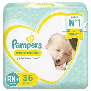 Fralda Pampers Premium Care Recém-Nascido Rn+ Com 36 Unidades