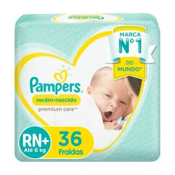 Fralda Pampers Premium Care Recém-nascido Rn+ Com 36 Unidades