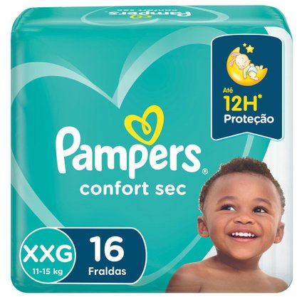FRALDA PAMPERS CONFORT SEC PACOTÃO XXG COM 16 UNIDADES