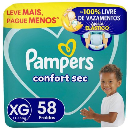 FRALDA PAMPERS CONFORT SEC BAG XG 58 UNIDADES