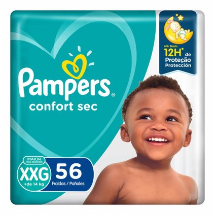 FRALDA PAMPERS CONFORT SEC BAG XXG COM 56 UNIDADES