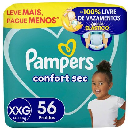 FRALDA PAMPERS CONFORT SEC BAG XXG 56 Unidades