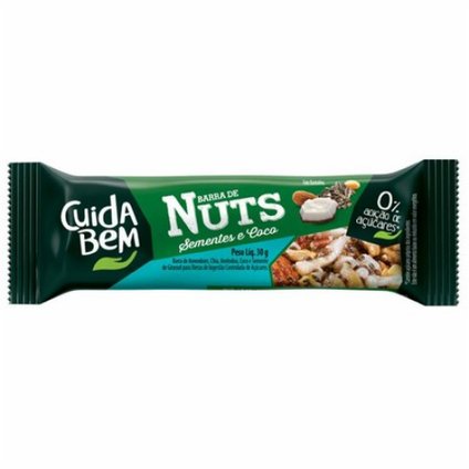 BARRA NUTS COCO SEMENTES ZERO CUIDA BEM 30G