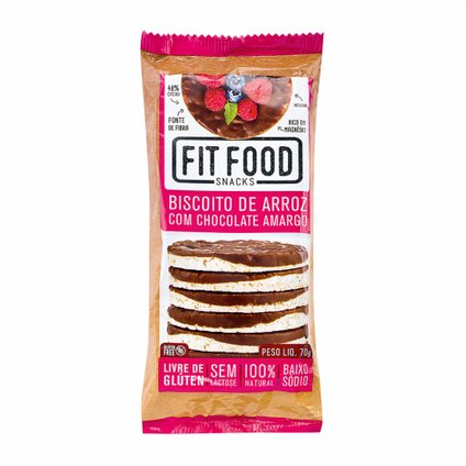 BISCOITO FIT FOOD ARROZ COM CHOCOLATE AMARGO 70G