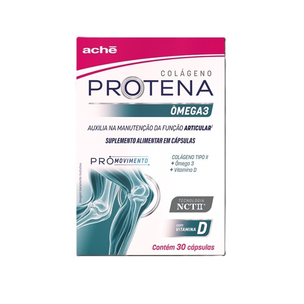 Protena Colágeno Não Hidrolisado Tipo Ii 40mg + Ômega 3 + Vitamina D 30 Cápsulas
