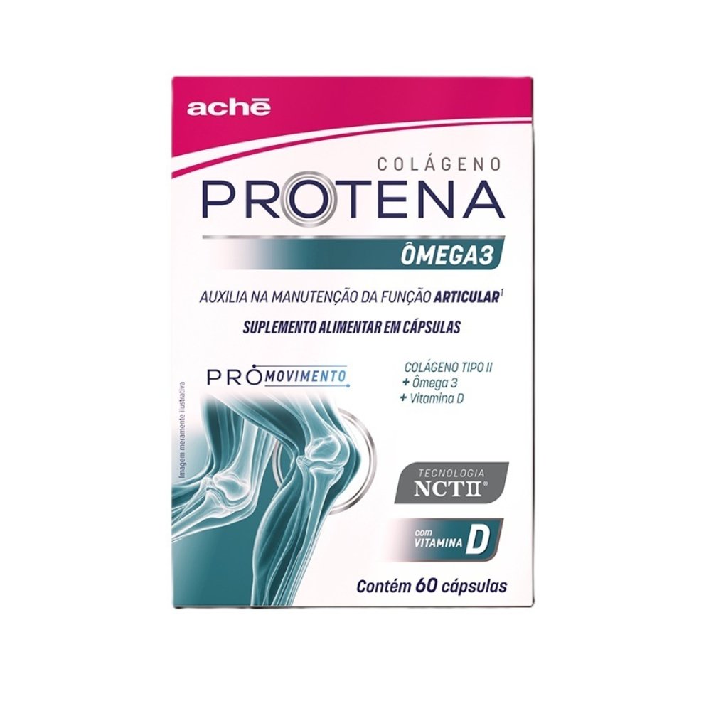 Protena Colágeno Não Hidrolisado Tipo Ii 40mg + Ômega 3 + Vitamina D 60 Cápsulas