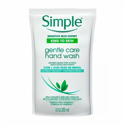 SABONETE LÍQUIDO PARA AS MÃOS ANTIBACTERIANO SIMPLE GENTLE CARE REFIL 200ML
