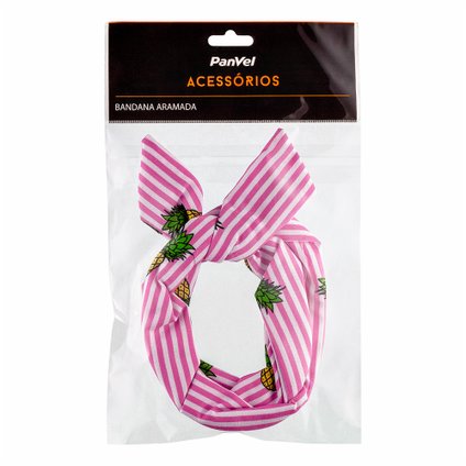 FAIXA DE CABELO EM TECIDO ESTAMPADO ABACAXI COM ESTRUTURA DE ARAME INTERNA PANVEL ACESSORIOS