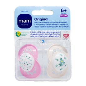 CHUPETA MAM ORIGINAL ROSA 6 MESES + COM 2 UNIDADES