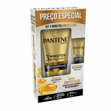 CONDICIONADOR PANTENE 3 MINUTOS HIDROCAUTERIZAÇÃO 170ML GRÁTIS AMPOLA
