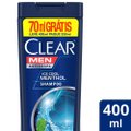 SHAMPOO ANTICASPA CLEAR MEN ICE COOL MENTHOL LEVE 400ML PAGUE 330ML