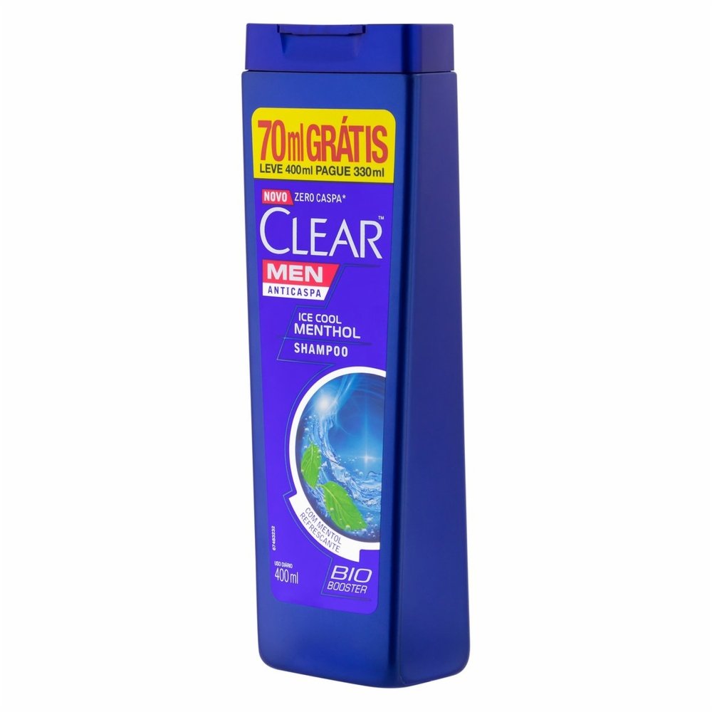 SHAMPOO ANTICASPA CLEAR MEN ICE COOL MENTHOL LEVE 400ML PAGUE 330ML