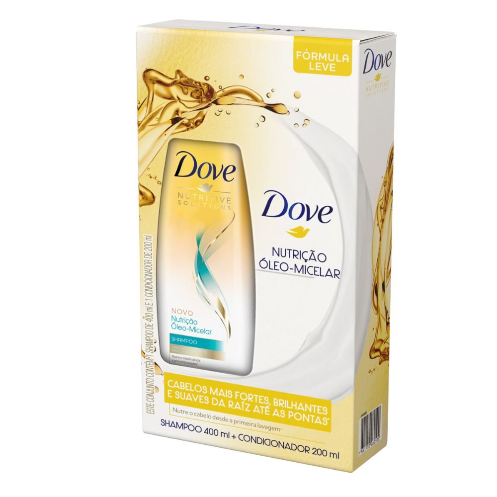 KIT DOVE NUTRIÇÃO ÓLEO MICELAR SHAMPOO 400ML+ CONDICIONADOR 200ML