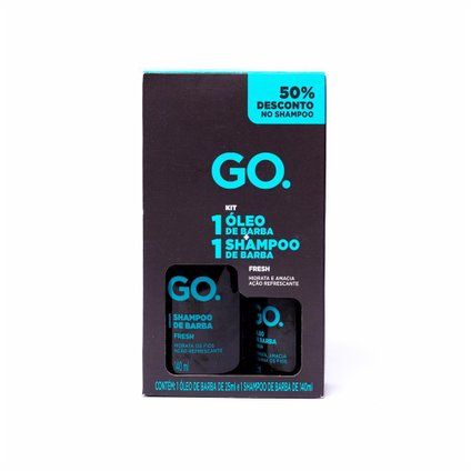 KIT GO. SHAMPOO 140ML 50% DE DESCONTO + OLEO DE BARBA 25ML FRESH