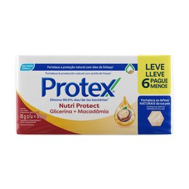 SABONETE ANTIBACTERIANO EM BARRA PROTEX NUTRI PROTECT MACADÂMIA 85G PROMO LEVE 6 PAGUE 5