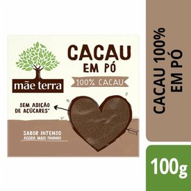 CACAU EM PÓ 100% SEM ADIÇÃO DE AÇÚCAR MÃE TERRA CAIXA 100G