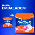 ABSORVENTE ALWAYS TAMANHO P SUAVE COM ABAS PACOTE 32 UNIDADES GRÁTIS 4 ABSORVENTES
