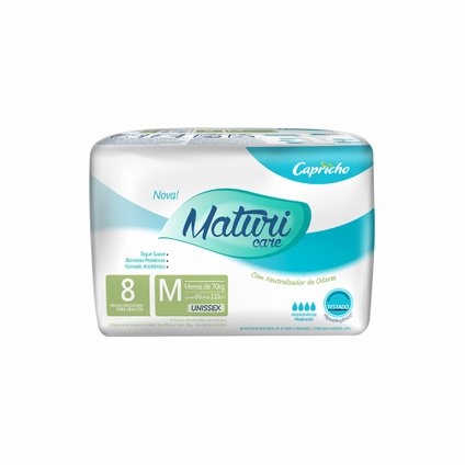 FRALDA ADULTO MATURI CARE M COM 8 UNIDADES