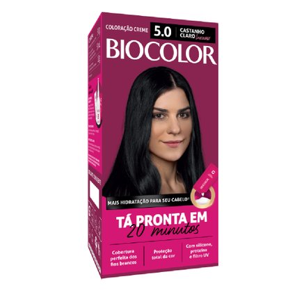 MINI KIT TINTA DE CABELO BIOCOLOR CASTANHO CLARO LUXUOSO 5.0