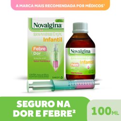 Analgésico E Antitérmico Novalgina Suspensão Infantil Dipirona 50mg/ml Sabor Framboesa 100ml Serin