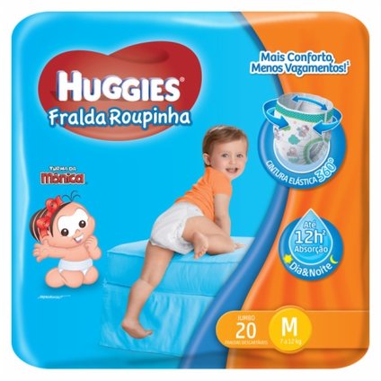 FRALDA HUGGIES TURMA DA MONICA VESTE FACIL M C/20