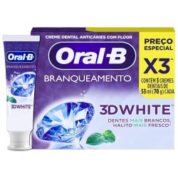 Pasta De Dente Oral-b 3d White Branqueadora, 3 Un, 70 G