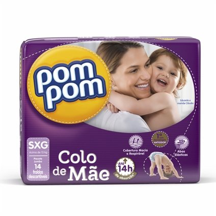 FRALDA POM POM COLO DE MAE SXG C/14