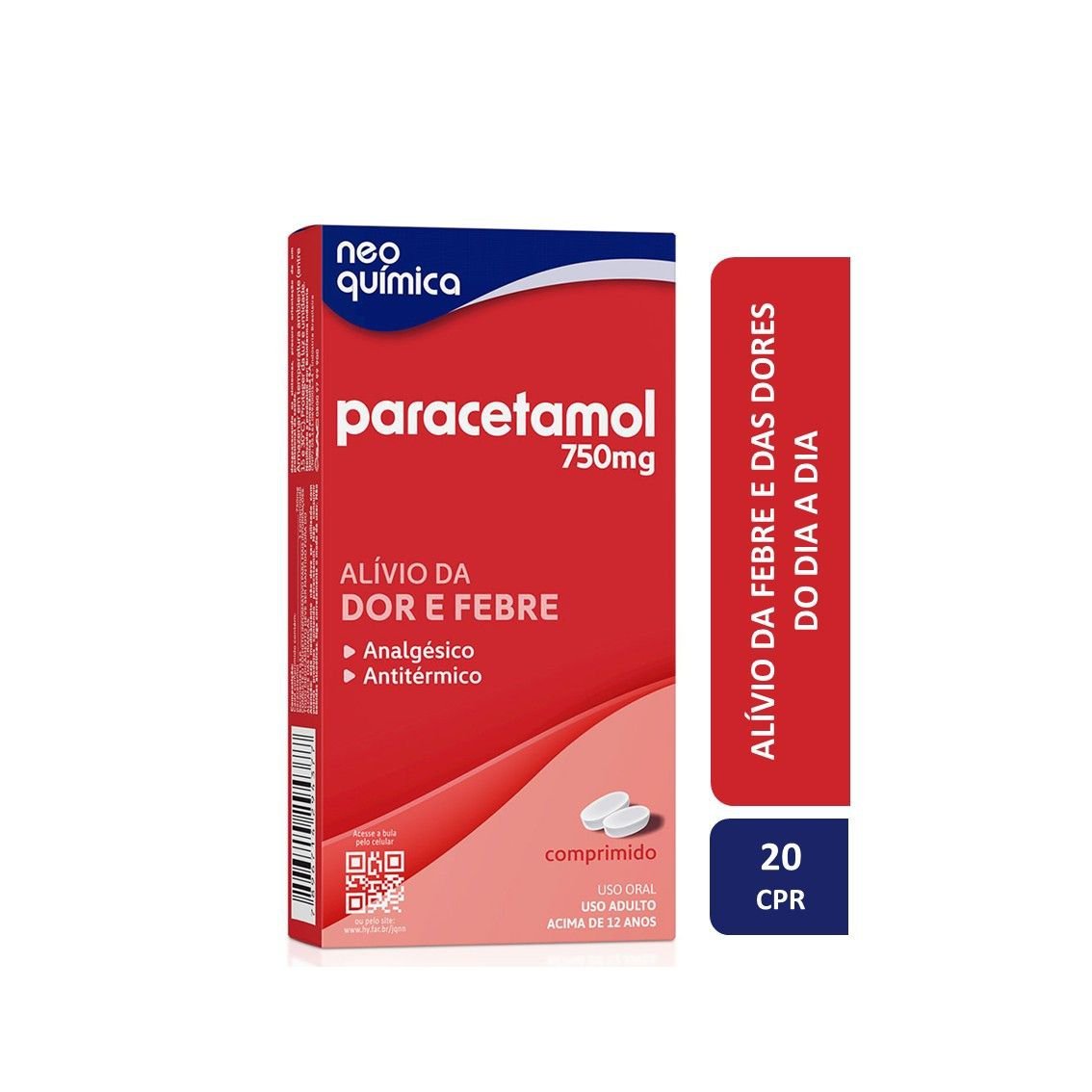 Paracetamol 750mg 20 Comprimidos Neo Quimica Genérico