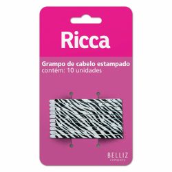 Grampo Cabelo Ricca Style Zebra Com 10 Unidades