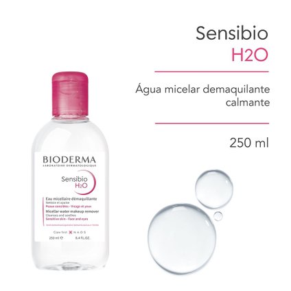 ÁGUA MICELAR BIODERMA SENSIBIO H2O DERMATOLÓGICA CALMANTE PARA PELES NORMAIS A SENSÍVEIS 250ML