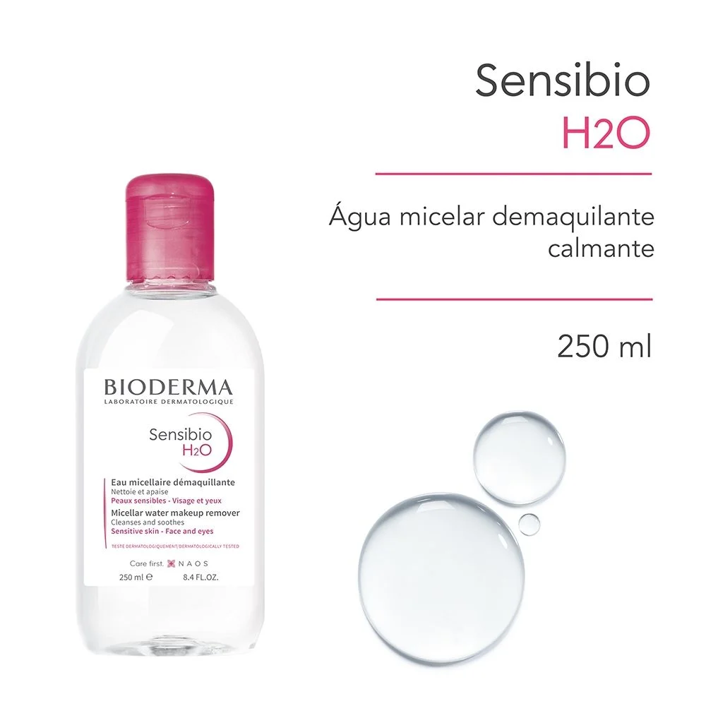 Água Micelar Bioderma Sensibio H2o Dermatológica Calmante Para Peles Normais A Sensíveis 250ml