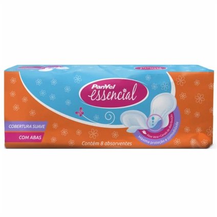 ABSORVENTE PANVEL ESSENCIAL COBERTURA SUAVE COM ABAS 8 UNIDADES
