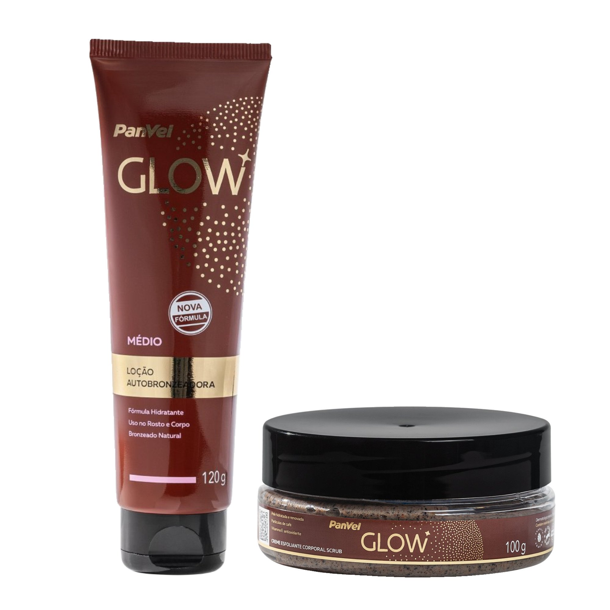 Kit Panvel Glow Loção Média 120g + Esfoliante Scrub 100g