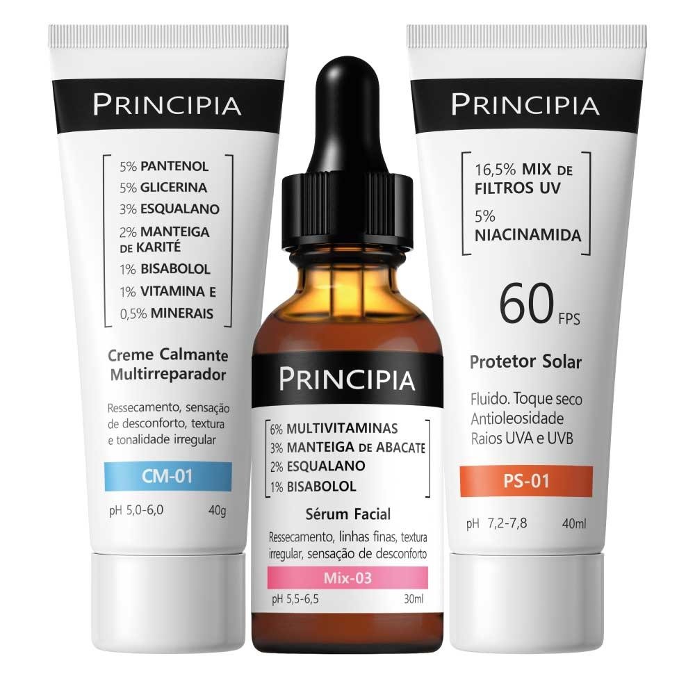 Kit Principia Sérum Mix-03 30ml + Protetor Solar Fps60 Ps-01 40ml + Creme Multirreparador Cm-01 40g