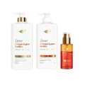 Kit Dove Uv Repair & Glow Ferúlico Óleo E Sérum Capilar Bifásico 110Ml + Condicionador 600Ml + Shampoo 600Ml