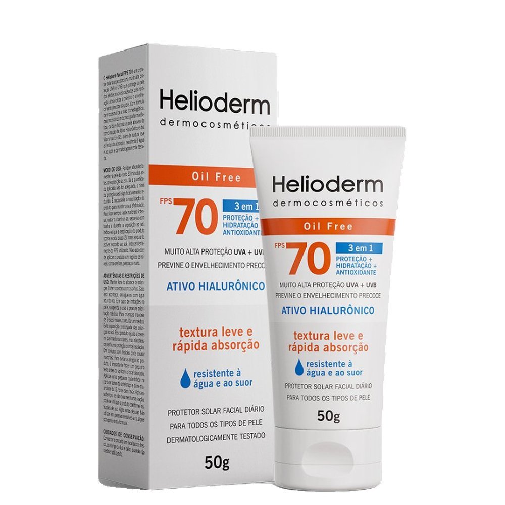 Kit Protetor Solar Facial Helioderm Fps70 Sem Cor 2 Unidades - 50g Cada