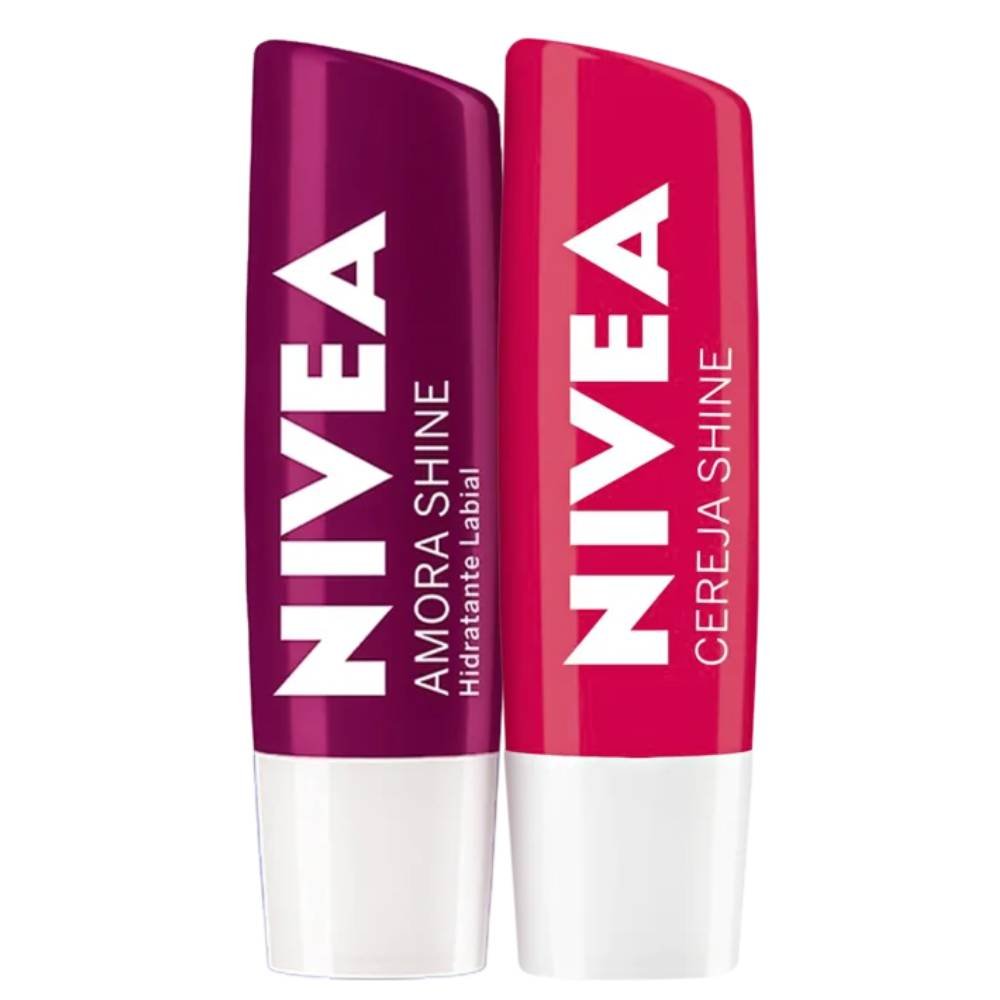 Kit Nivea Hidratante Labial Amora Shine 4,8g + Hidratante Labial Cereja Shine 4,8g
