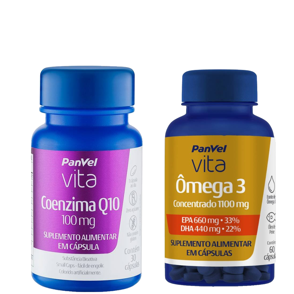 Kit Panvel Vita Suplemento Alimentar Ômega Concentrado  60 Cápsulas + Coenzima Q10 100mg  30 Comprimidos